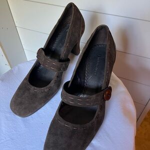 Naturalizer Dark Brown Suede Mary Jane Heels